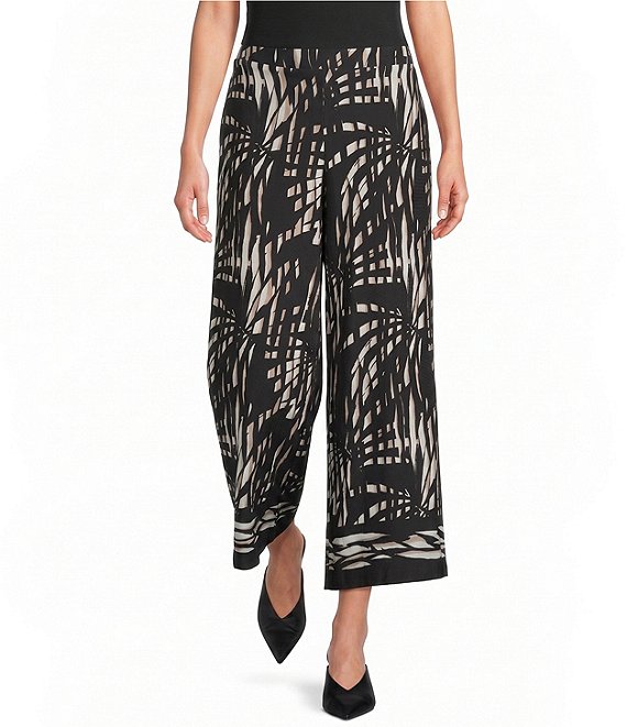 Calessa Woven Geometric Print Coordinating Wide Leg Pull-On Pants