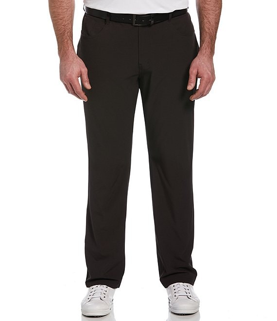 Color:Black Heather - Image 1 - Big & Tall Flat-Front Stretch Pants