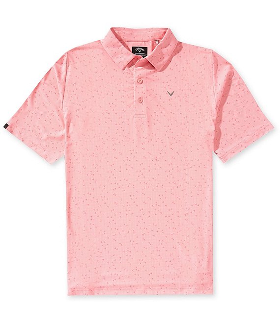 Callaway Chevron Gingham Print Short Sleeve Golf Polo