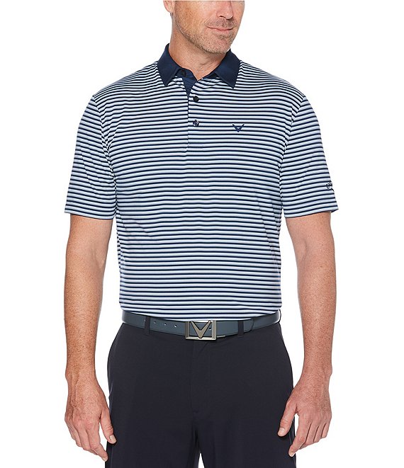 Color:Medieval Blue - Image 1 - Short-Sleeve Tonal Striped Swing Tech™ OptiDri™ Golf Polo