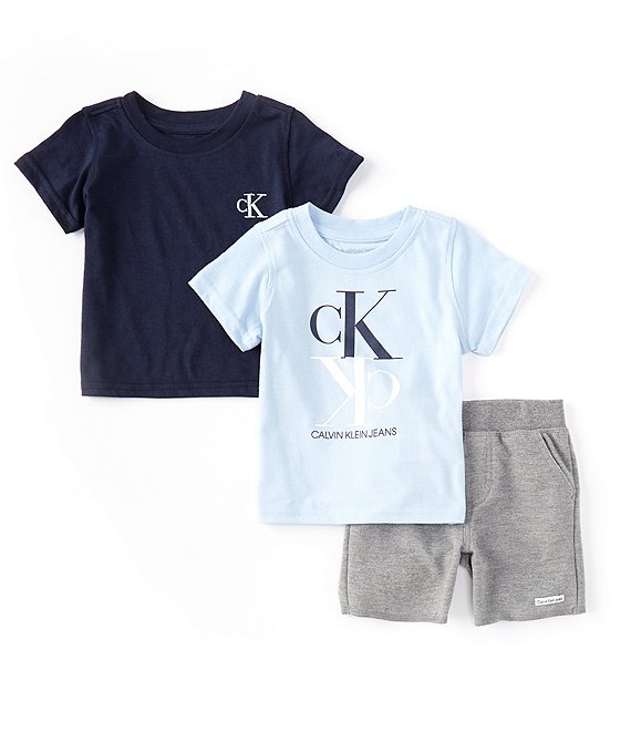 Verhogen smaak Wauw Calvin Klein Baby Boys 12-24 Months Short-Sleeve Logo Tees & French Terry  Shorts 3-Piece Set | Dillard's