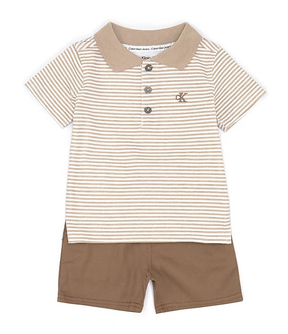 Calvin Klein Baby Boys 12-24 Months Short-Sleeve Striped Jersey Polo ...
