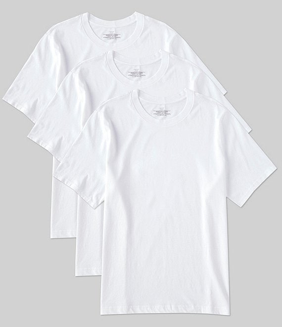 Color:White - Image 1 - Big & Tall Cotton Classic Short Sleeve Crew Neck T-Shirts 3-Pack