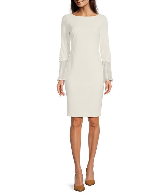 Calvin Klein Chiffon Bell Sleeve Sheath Dress | Dillard's