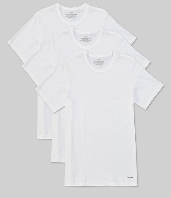 Color:White - Image 1 - Cotton Classic Slim Fit Solid Crew Neck T-Shirts 3-Pack