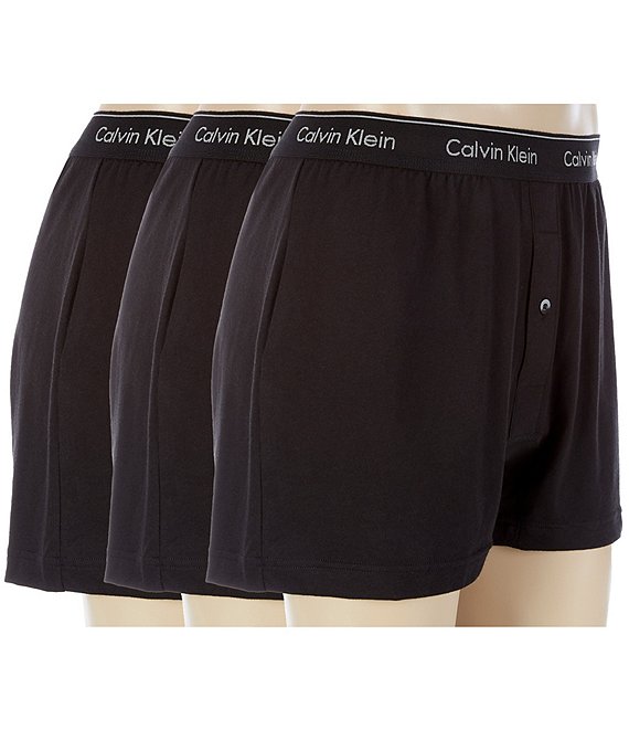 Color:Black - Image 1 - Cotton Classic Solid Knit Boxers 3-Pack