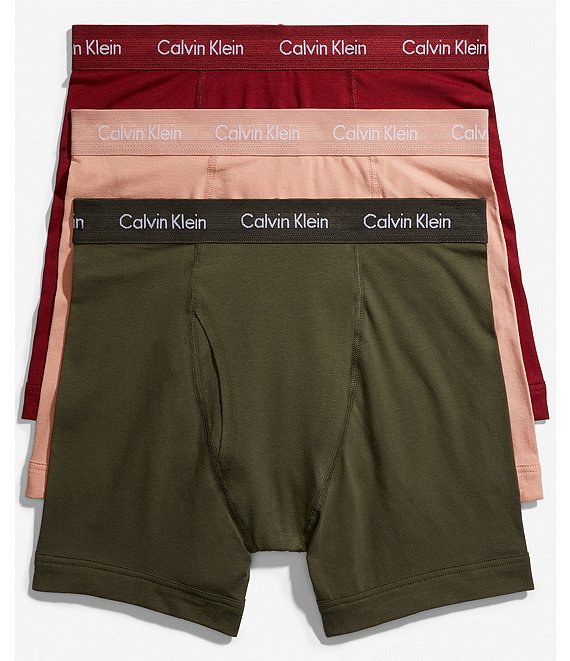 Color:Olive - Image 1 - Cotton Stretch Solid Boxer Briefs 3-Pack