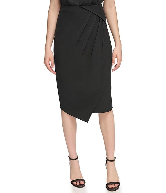 Calvin Klein Crepe A-Line Draped Asymmetric Hem Skirt | Dillard's