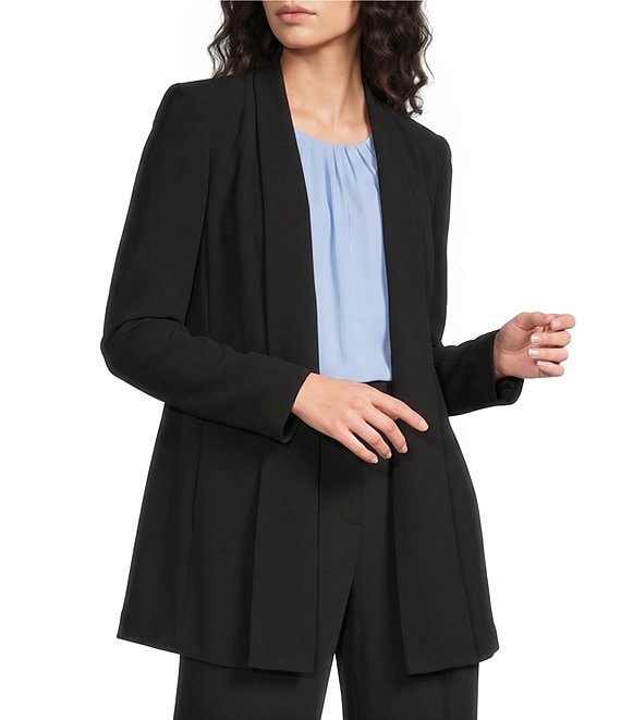 Calvin Klein Crepe De Chine Open Front Long Sleeve Jacket
