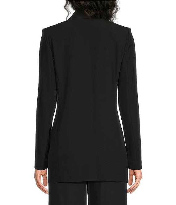 long sleeve crepe blazer dress calvin klein Calvin Klein Crepe De Chine Open Front Long Sleeve Jacket