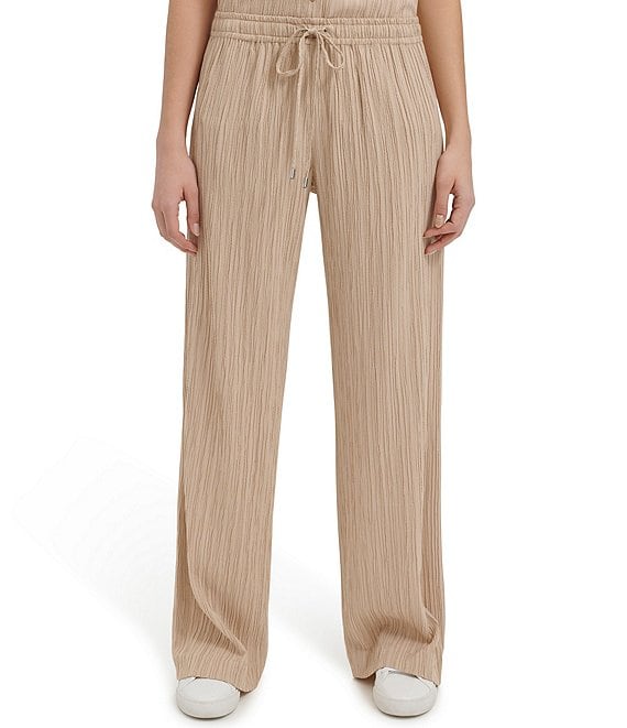 Calvin Klein Crinkle Pull On Straight Leg Coordinating Pants | Dillard's