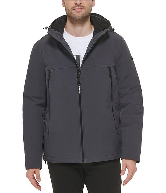 Klein Faux-Sherpa-Lined Soft-Shell Hooded Jacket | Dillard's