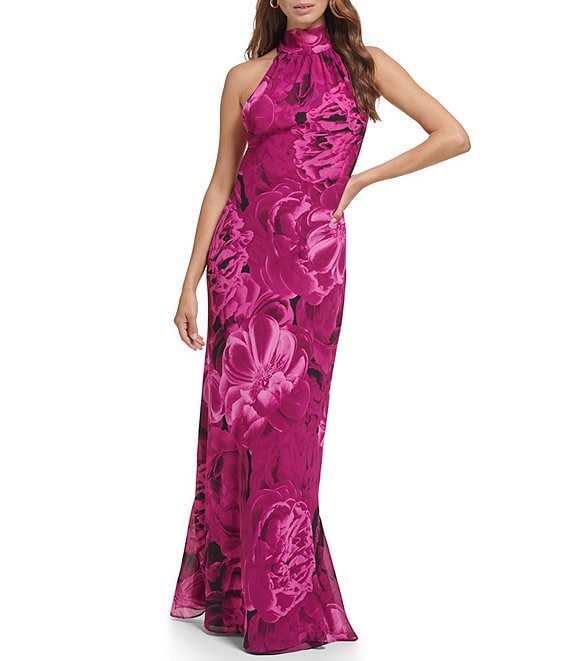 Buy DHARESWAR ENTERPRISE Women's Georgette Floral Maxi Western Dress  (Medium,Blue) at Amazon.in