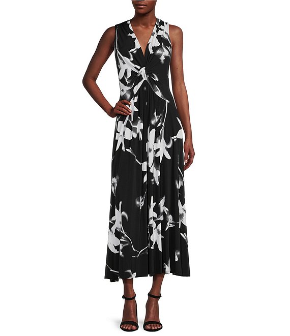 Spelling government Quickly Calvin Klein Floral Print Twist Front A-Line Maxi Dress | Dillard's