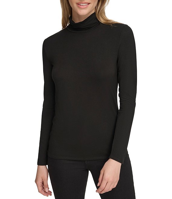 Calvin Klein Jersey Knit Turtleneck Long Sleeve Top | Dillard's