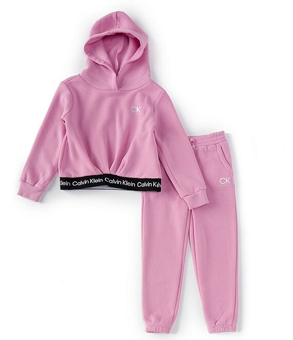 Calvin Klein Little Girls 2T-6X Long Sleeve Fleece Hoodie & Jogger Pants  Set | Dillard's