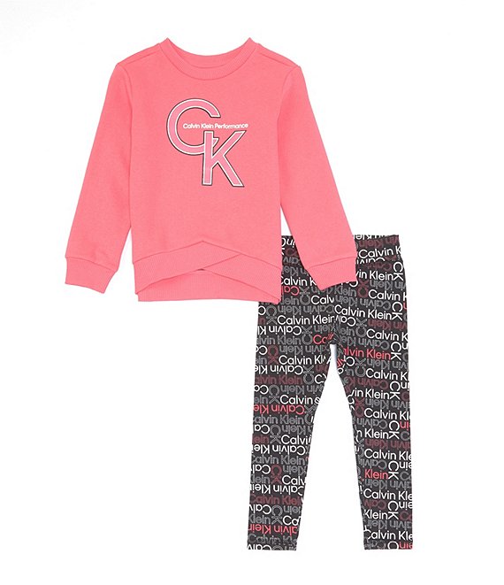 Calvin Klein Little Girls 2T-6X Long Sleeve Pullover Fleece CK Top ...