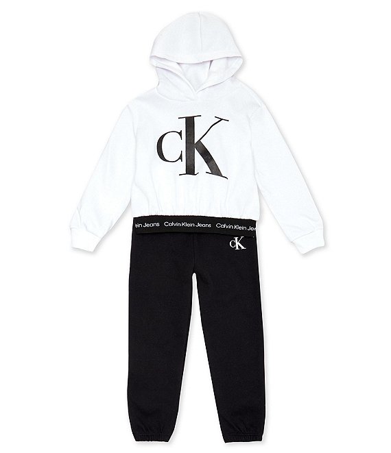 Calvin Klein Little Girls 2T-6X Long Sleeve CK Logo Hoodie