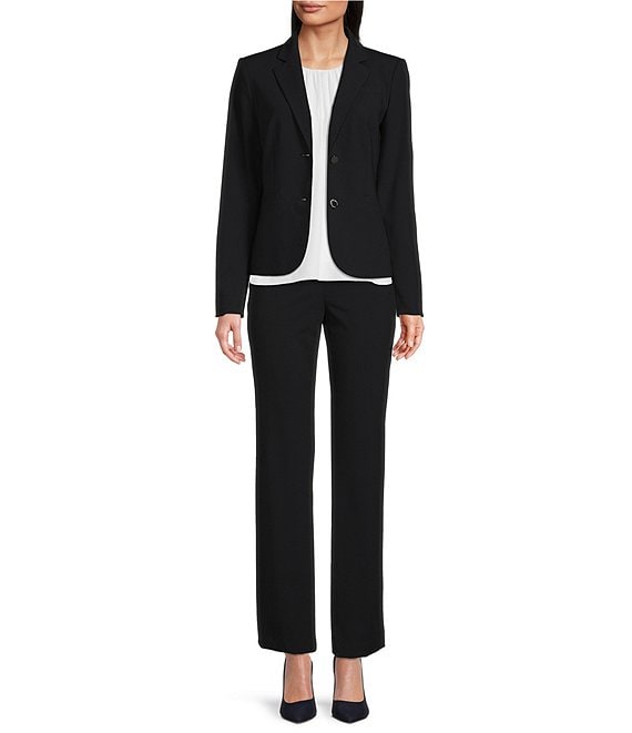Calvin Klein Luxe Stretch 2 Button Notch Lapel Long Sleeve Blazer & Classic  Fit Straight Leg Pants | Dillard's