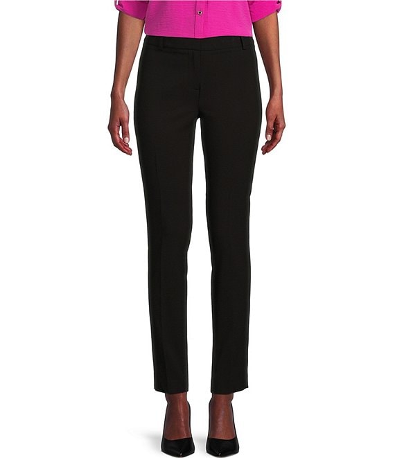 Color:Black - Image 1 - Luxe Stretch Slim-Leg Pants