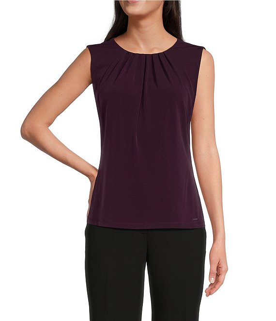 calvin klein pleated neck top