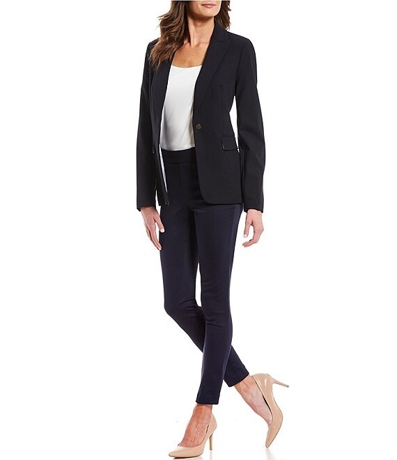 Calvin Klein Notch Lapel Long Sleeve One Button Jacket & High Rise Luxe Stretch Pencil Skirt