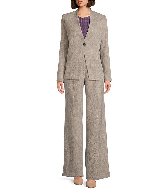 Calvin Klein Novelty Collarless One Button Jacket