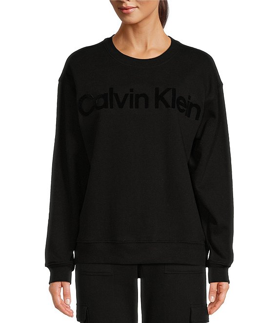 Calvin Klein Performance Velvet Embroidery Logo Crew Neck Coordinating Pullover