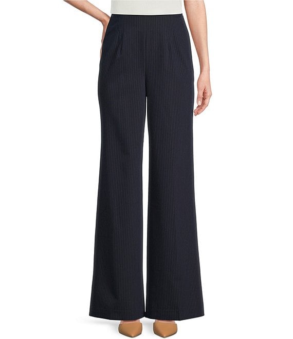 Pinstripe Wide Leg Trousers | Pinstripe, Wide leg trousers, Going out  trousers