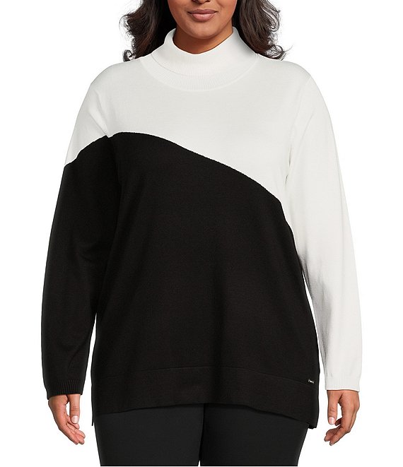 Calvin Klein Size Asymmetrical Turtle Neck Sweater | Dillard's