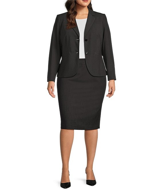 Calvin Klein Plus Size Long Sleeve 2-Button Suit Jacket & Plus Size Classic Fit Straight Leg Pants