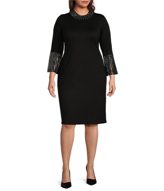 Calvin Klein Plus Size Long Sleeve Mock Neck Sheath Dress | Dillard's