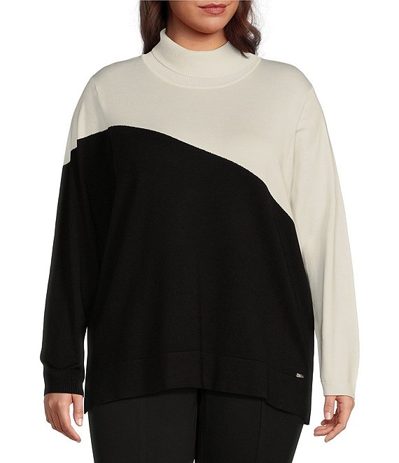 Calvin klein colorblock turtleneck sweater hot sale