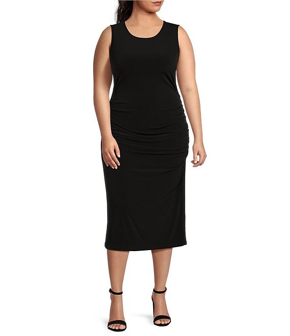 Calvin Klein Plus Size Matte Jersey Sleeveless Scoop Neck Ruched Side  Sheath Dress | Dillard's