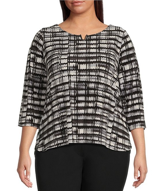 Calvin Klein Plus Size Printed Matte Jersey Scoop Neck V Detail 3