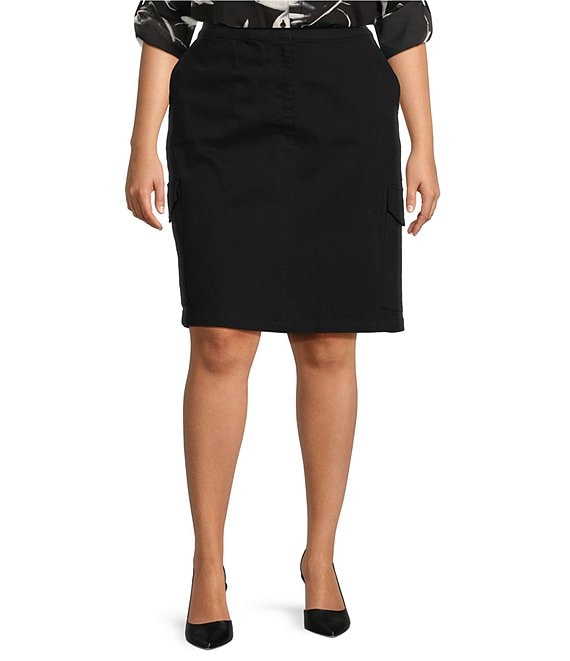 Calvin Klein Plus Size Stretch Cotton Cargo Pencil Skirt | Dillard's