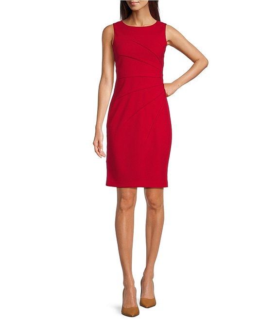 Calvin Klein Round Neck Sleeveless Ruched Waist Dress 2