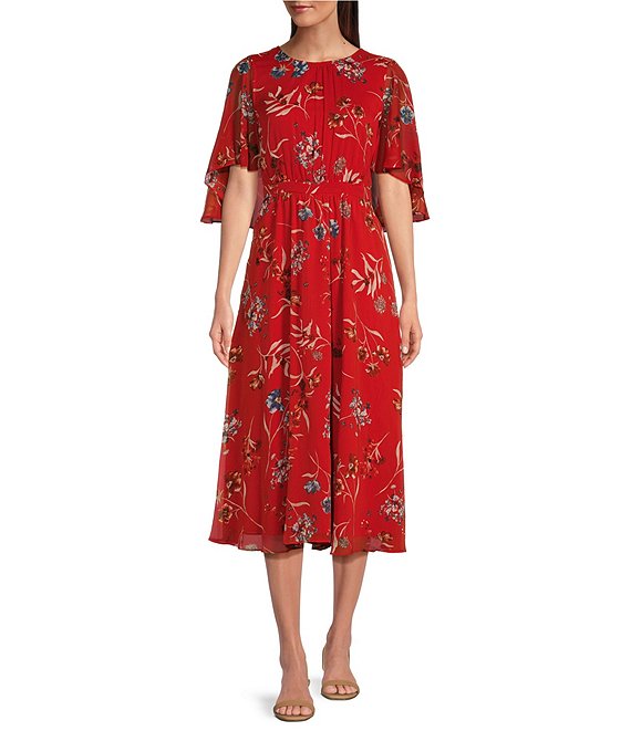 Calvin klein floral midi dresses online