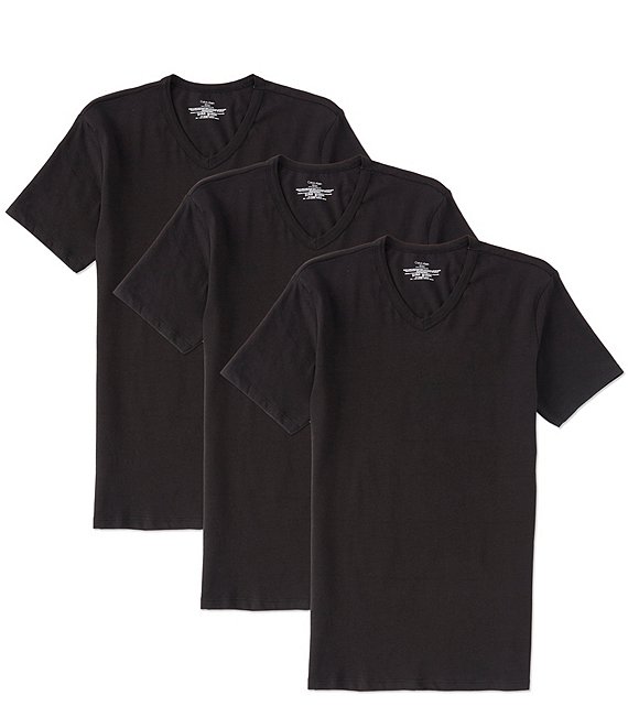 Color:Black - Image 1 - Short Sleeve V-Neck Tee 3-Pack