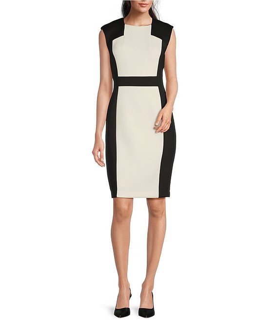 Calvin Klein Sleeveless Jewel Neck Scuba Dress | Dillard's