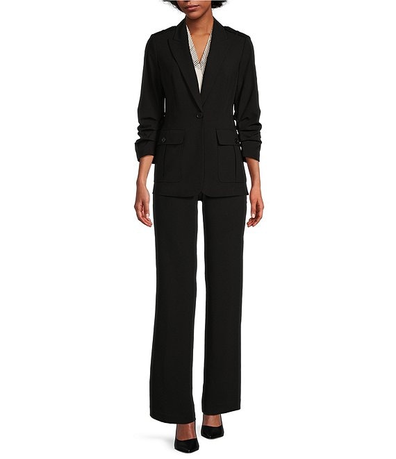 Calvin Klein Solid Luxe Notch Lapel Scrunched Sleeve Jacket ...