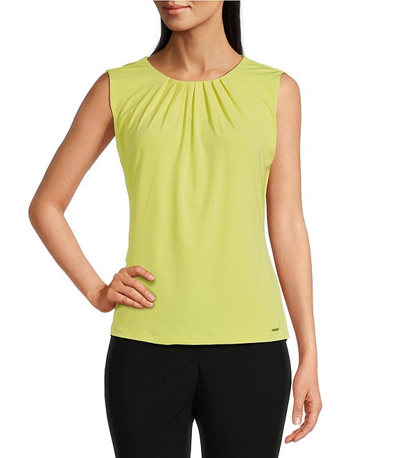 calvin klein pleated neck top