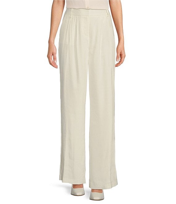 Calvin Klein Stretch Linen Blend High Rise Wide Leg Pants | Dillard's