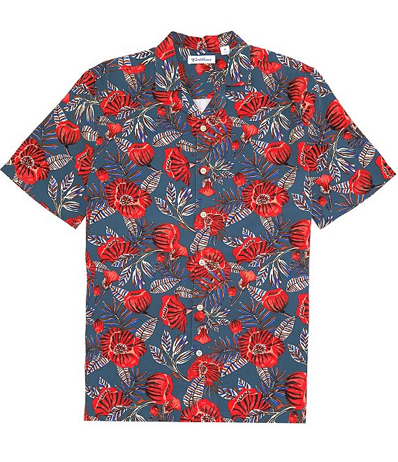 Caribbean Aqua Collection Printed Short Sleeve Woven Camp Shirt | Dillard's