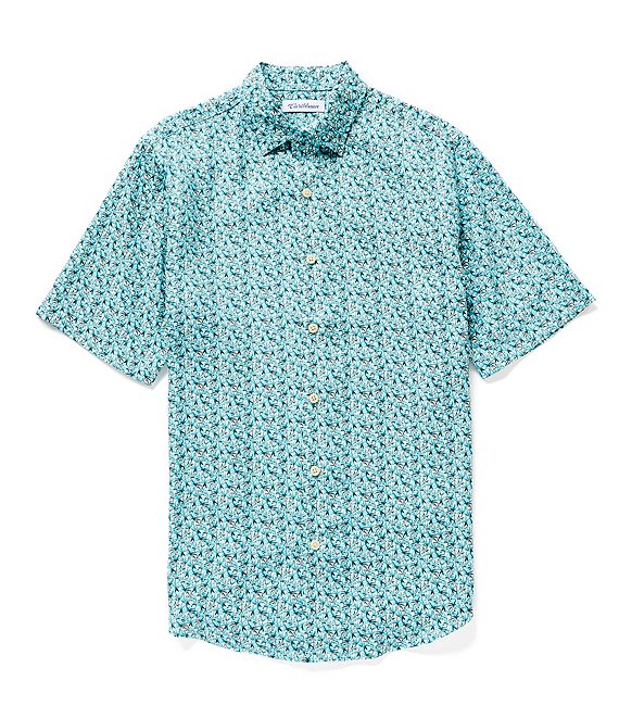 Caribbean Aqua Collection Printed Short-Sleeve Woven Shirt | Dillard's