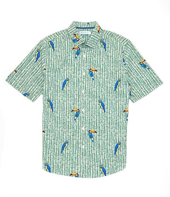 Caribbean Bamboo Birds Short-Sleeve Woven Shirt | Dillard's