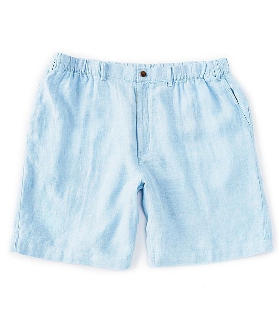 Color:Blue - Image 1 - Big & Tall Flat Front Linen 10#double;/12#double; Inseam Shorts