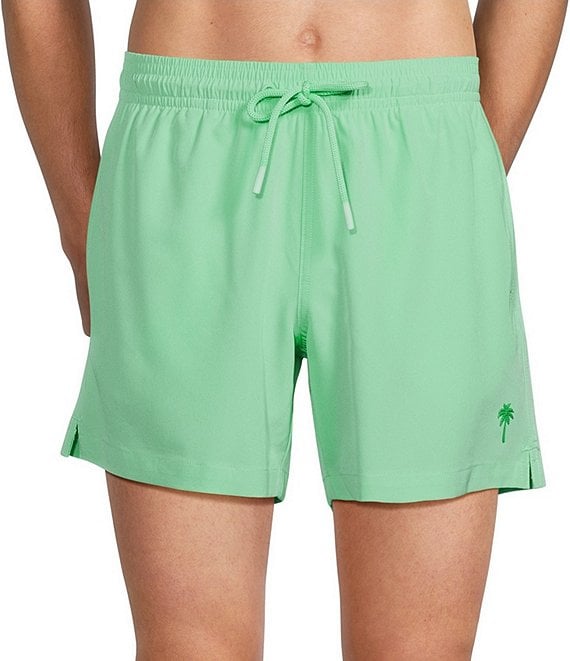 Caribbean Big & Tall Palmsway 6#double; Solid Swim Trunks