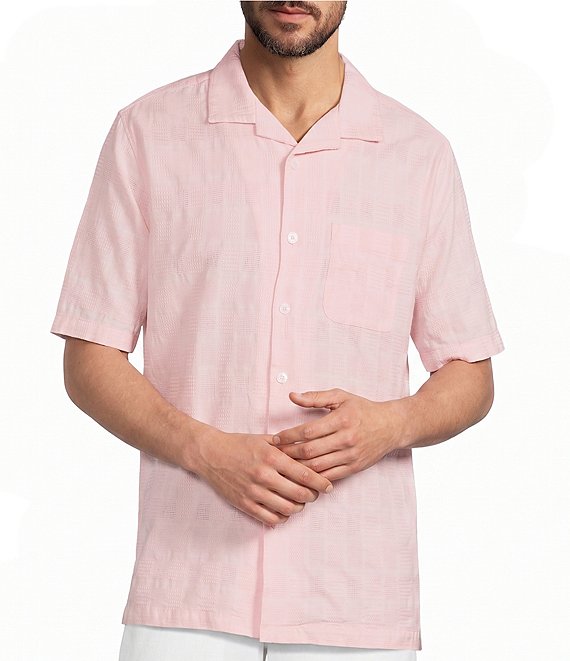 Caribbean Camp Texture Solid Short Sleeve Woven Shirt