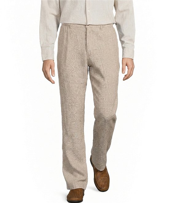Caribbean Coastal Linen Flat Front Pants